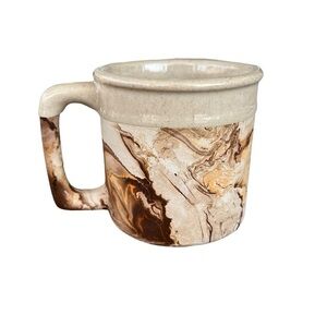 VTG Nemadji Hand Painted Marble Swirl Clay Pottery Coffee Tea Mug Earthy USA GUC
